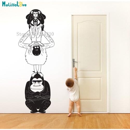 Lovely Wall Decals Stacked Monkeys Vinilos Paredes Home Decor For Kids Baby Room Self-adhesive Vinyl Cute Murals Gift YT068