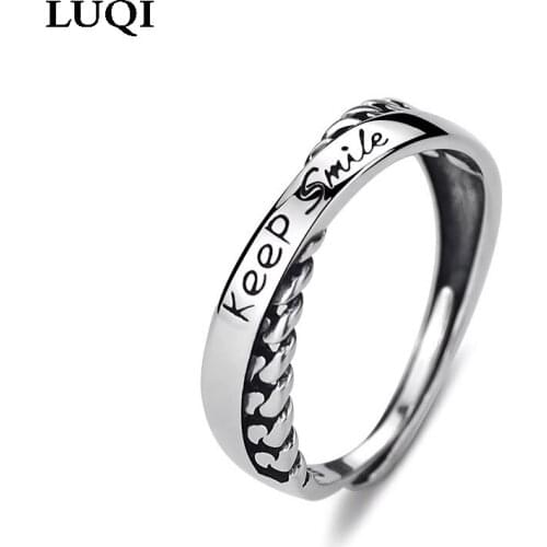 Fashionable Men and Women S925 Silver Cold Style Chain Cross To Keep Smile Personality Rings size Adjustable J189