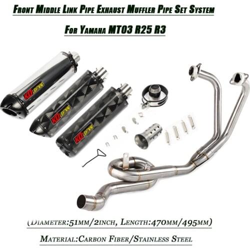 Motorcycle 51MM Full Exhaust Refit Replace Original Muffler Set System For Yamaha MT-03 2016-2018 YZF-R3 YZF-R25 2014-2021