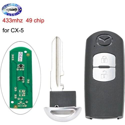 New 2 Button 434MHZ Smart Remote Key Fob With 49 Chip for Mazda CX-5 with Emergency Key