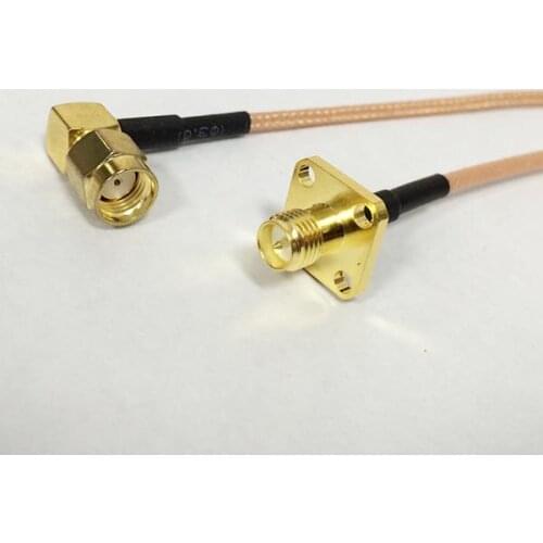 New RP-SMA Male female pin Right Angle Switch RP SMA Female (male pin) 4-hole Panel mount RG316 Cable 15CM 6"