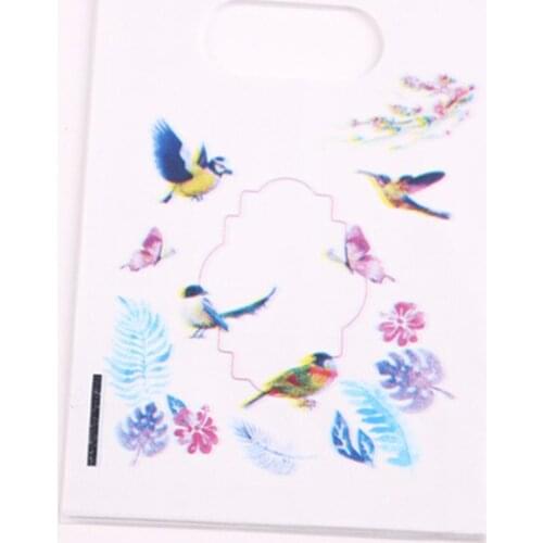New Design Wholesale 50pcs/lot 9*15cm Mini Plastique Packaging For Jewelry Accessories With Cute Bird Small Birthday Bags