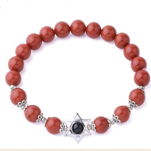 Wholesale 6pcs/Lot 8mm Stone Beads Star of David Female Jewelry Natural Stone Cloud Crystal Amethystss Rosewood Beads Bracelet