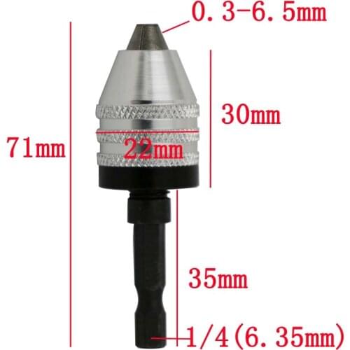 Drill Chuck Screwdriver Impact Drive Six Angle Shank Drill Grinder Converter Size 0.3-6.5mm