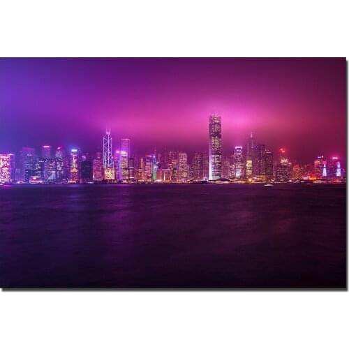 Hong Kong Cityscape Poster Chinese Style Canvas Painting Wall Art Pictures Print For Living Room