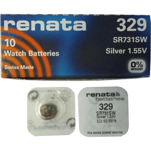 RENATA 5pcs/lot Silver Oxide Watch Battery 329 SR731SW 731 1.55V 329 renata Batteries