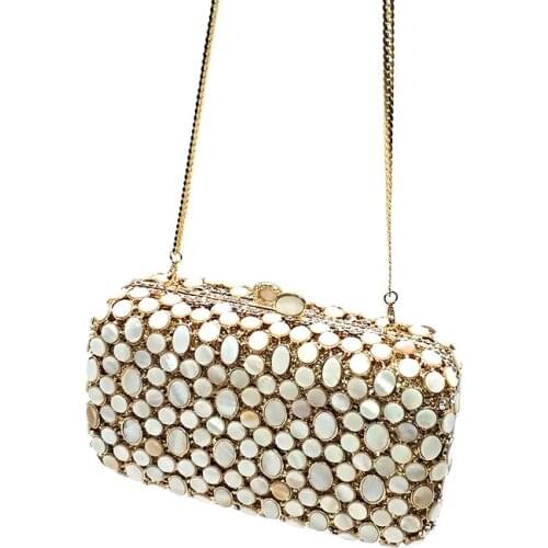 Luxury Bridal wedding party women evening party bag diamonds elegant hollow out gem crystal clutches elegant opal stones purses