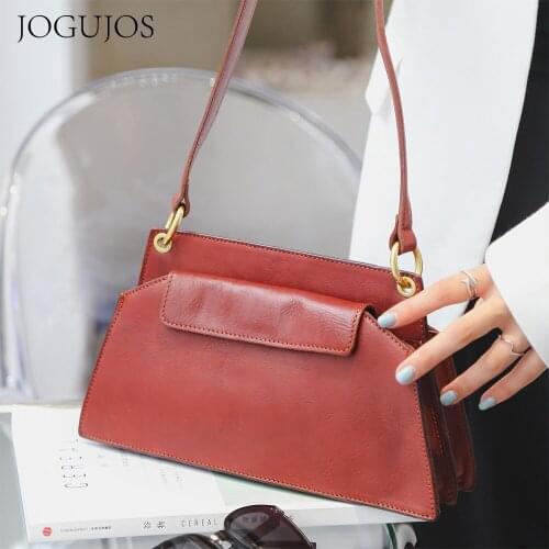 JOJUJOS Real Leather Shoulder Bag Woman Fashion Baguette Bag High Quality Cowhide Purses and Handbags Luxury Designer Female Bag