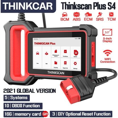 THINKCAR Thinkscan Plus S4 OBD2 Auto Scanner ECM TCM ABS SRS BCM System ABS SRS DPF Reset Function Car Diagnostic Tools
