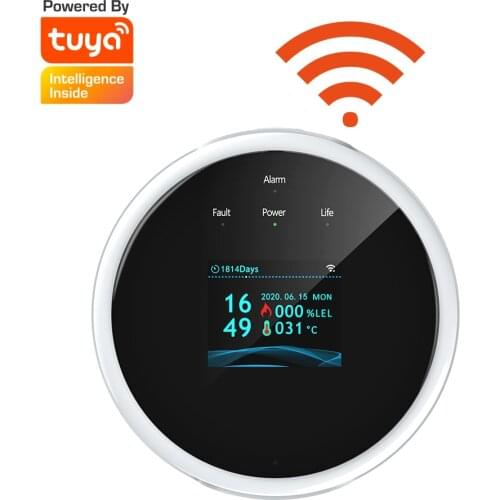 Tuya Smart Wifi Natural Gas Sensor Combustible Household Smart LPG Gas Alarm Detector Leakage Sensor Wifi Temperature Detector