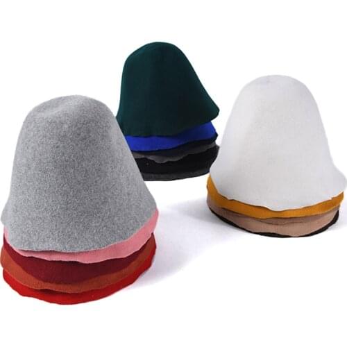 Womens 100% Wool Felt Cloche Bucket Hats Winter Cap Cone Body Millinery Hats Body Base Fascinators Block Hood Hats Craft Hats
