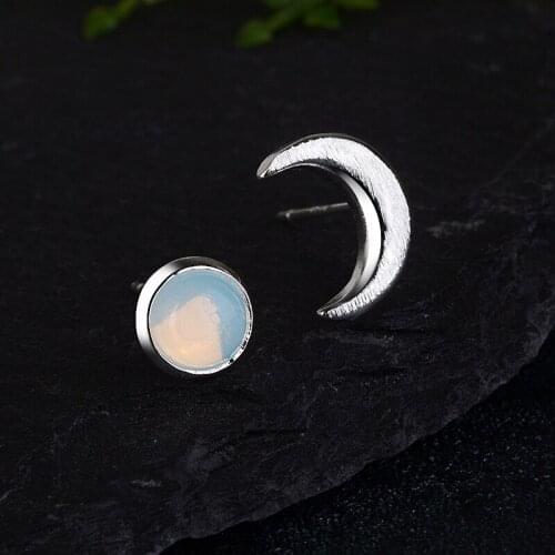 MENGYI Vintage Moon/Round Moonstone Stud Earrings For Women Girl 9 2 5 Jewelry Opal Stone Charm Earrings Gift Wholesale