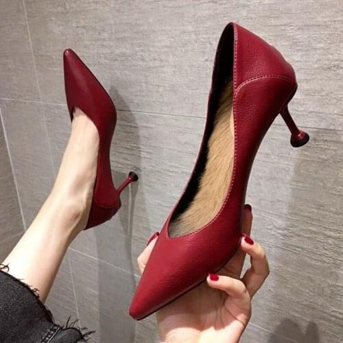 2020 New Women Pumps High Thin Heels Pointed Toe Solid Shallow Sexy Ladies Women Shoes Black Female High Heels Pumps Sneakers