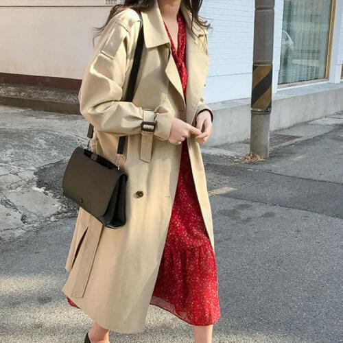 2020 Spring Autumn Oversized Loose Trench Coat Women Trench Coat Female Elegant Casual Office Ladies Tops Windbreaker HK446