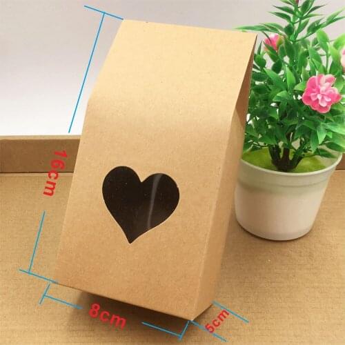 20pcs 8*5*16cm Wedding Gift Bag Kraft Paper With heart Birthday Party Christmas New Year Shopping Package gift box
