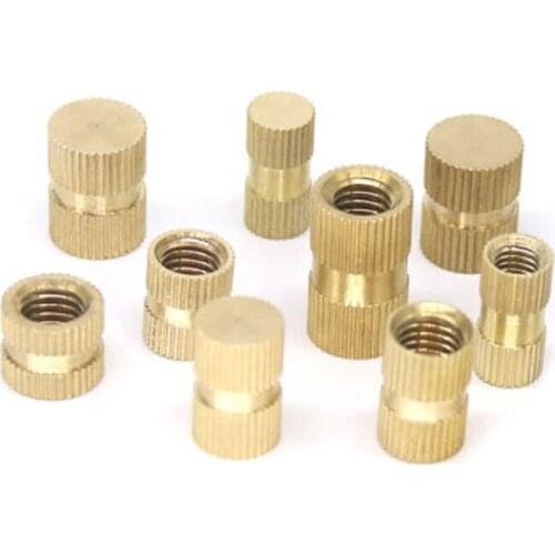 20pcs M5 blind hole injection knurled brass nuts embedded parts inlay brassiness inserts nut 7.3mm outer diameter 8mm-20mm high