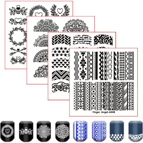 Stamping Plates Luggage Theme Plate Marble Geometric Stainless Steel Nail Art Image Plate Stencil