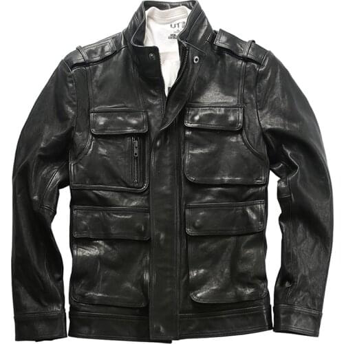 6133 AVFLY Read Description! Asian Size Army Genuine Quality M65 Outerwear Sheep Leather Jacket