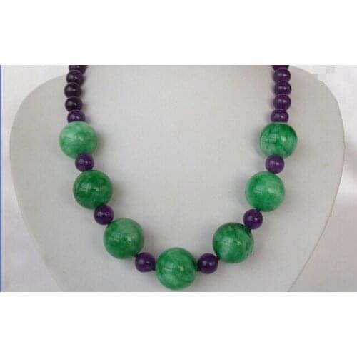 CBN171 classic 10mm round Purple crystal 18mm crude beads necklace 18"