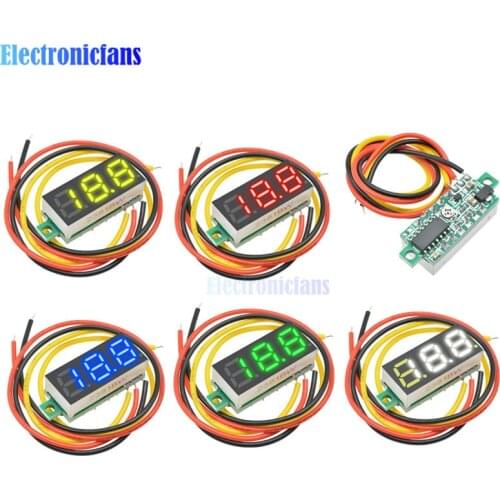 DC 0-100V Digital LED Panel Voltage Meter Mini 0.28 inch 0.28" 3 Wires Digital Voltmeter Blue Red Green Yellow LED Display
