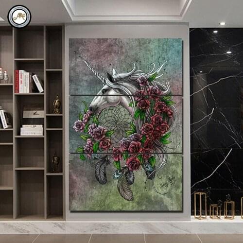 Unicorn dreamcatcher bedsheet color by Sunima-MysteryArt HD print 3 piece canvasFor Living Room With Frame Pictures CU-3372C