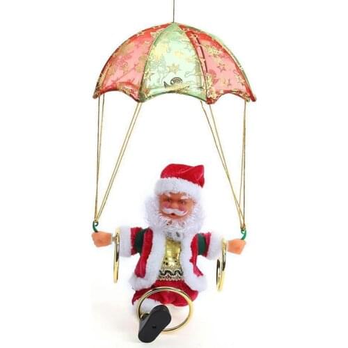 Electria Stuffed Santa Claus Turning Hula Hoops Christmas Toys for Kids Gifts Rotating Santa Claus Sitting On Parachute