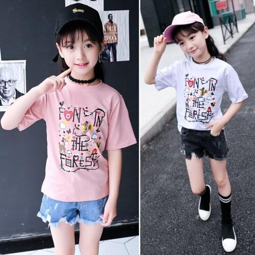 T-Shirts for Girls Letter Print T Shirt Girls Short Sleeve Summer Teen Clothes for Girls 6 -10 Year