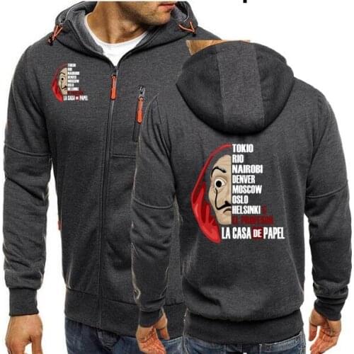 La Casa De Papel Money Heist TV Mens Cardigan Zipper Hoodies Male Women Hoodie House of Paper Sweatshirts Game Men Streetwear