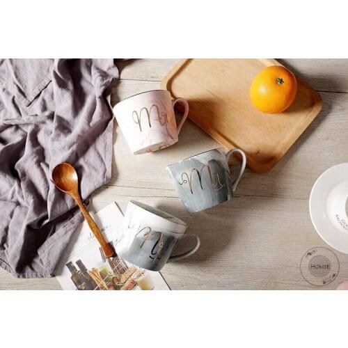 Flamingo Coffee Mug Flamingos Cups Ceramic - Marble pattern - With Handgrip Coffee Mug Milk Water Bottle Breakfast Cereal Cup