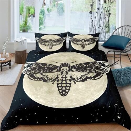 Moon White Moth Bedding Set Animal Fashion Luxury 3d Duvet Cover Set Comforter Bed Linen Twin Queen King Single Size Dropship
