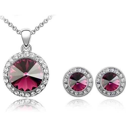 LYIYUNQ Round Crystal Jewelry Sets For Women Simple Party Fashion Fashion Temperament Wedding Jewelry Set