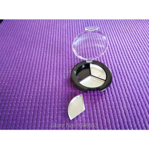 3 Partitions Eyeshadow Container with Aluminum Tray, Cosmetic Container, Eye shadow Powder Container, Empty Make-up Box, 50pcs