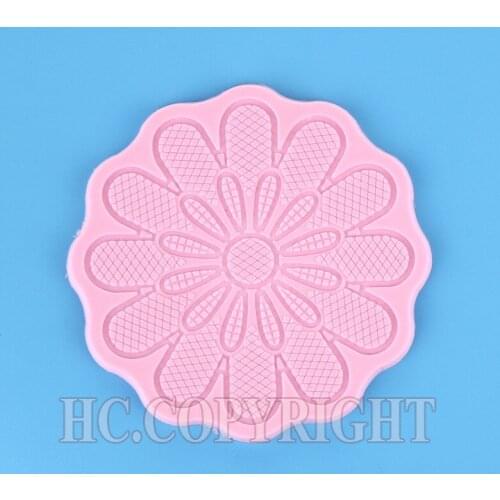 Round Mid-century European Flower Lace Silicone Mat Fondant Embossed Border Trim Decorating Sugarcraft DIY Chocolate Mold Tools