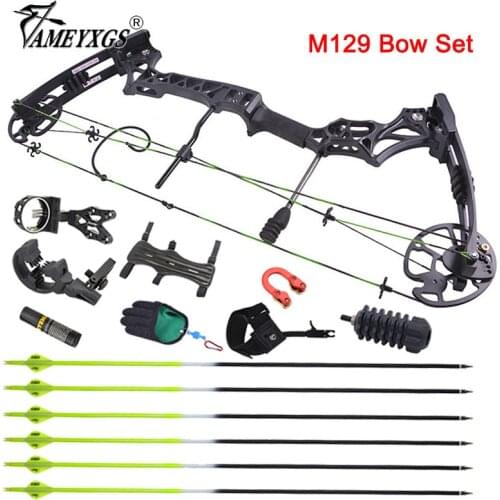 M129 Compound Bow Set 30-70lbs Pulley Bow With SP 500 Carbon Arrow 5-pin Sight For Outdoor Archery Shooting Hunting Accessories