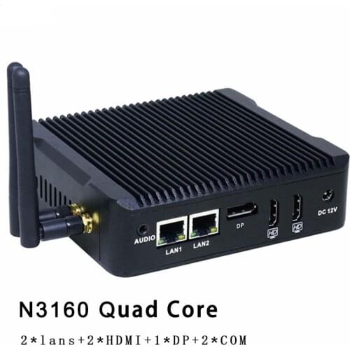 Small Form PC Dual NIC ITX PC N3160 Mini PC Windows Quad Core Micro PC Palm Size Computer 3*Displays 2*HDMI 2.0 And 1*DP Port