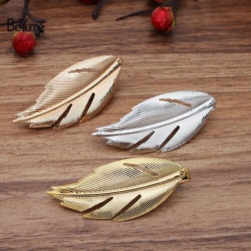 BoYuTe (20 Pieces/Lot) 60*25MM Metal Iron Leaf Hair Clips Women Hair Accessories Diy Handmade Materials