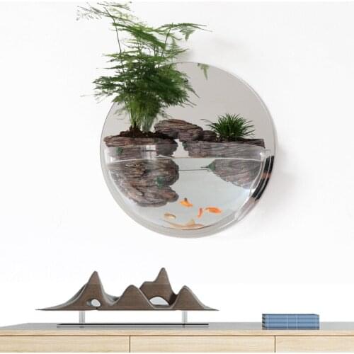 Living Room Restaurant Setting Wall Decor Porch Circular Wall Hanging Flower Pot Since The Suction Hang A Wall Fish Tank