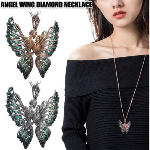 Newly Angel Wing Pendant Necklace Butterfly Wing Shaped Love Couple Gift Jewelry Sweater Chain for Girls Female Fashion Lovers