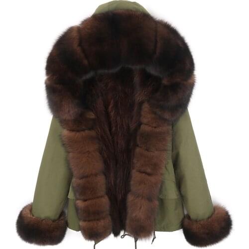 2021 New women winter short coats Female winter jacket fur coat natural real fox fur collar park woman Raccoon fur jacket