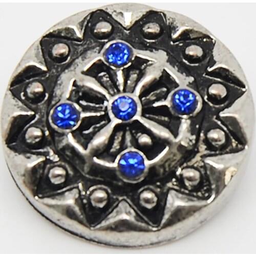 New Design Blue Crystal Paved Alloy Snap Button Charm Bracelet For Women Men