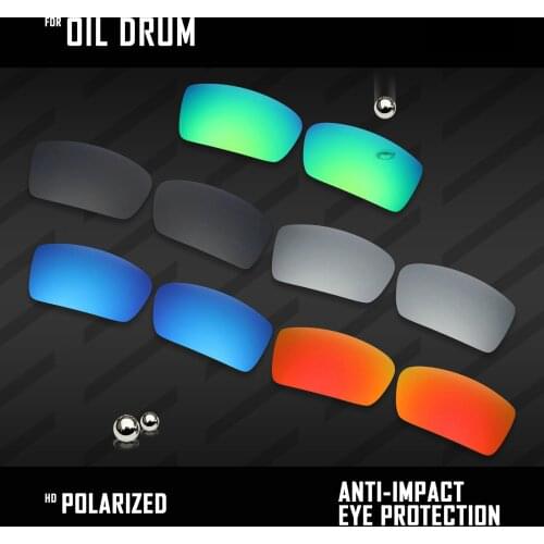 OOWLIT 5 Pairs Polarized Sunglasses Replacement Lenses for Oakley Gascan-Black & Silver & Ice Blue & Fire Red & Emerald Green