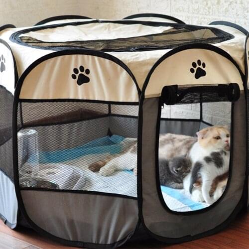 Pet Tent Portable Pet Playpen Dog House Dog kennel Folding Octagonal Cage Cats House Dog Cat Accessories House For Dogs