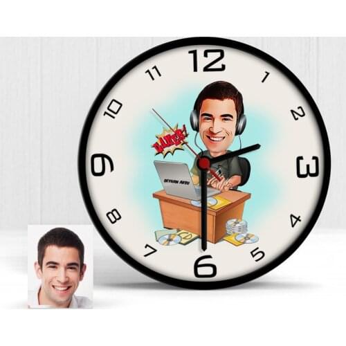 Personalized Mr Gamer Cartoon Wooden Wall Clock-1
