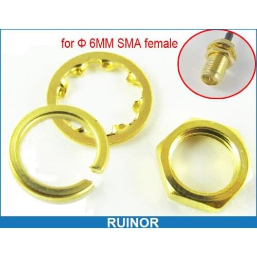 100 Set Gold Plated Screw Nut 6.35mm 1/4-36UNS-2B for Standard Diameter 6MM SMA Female