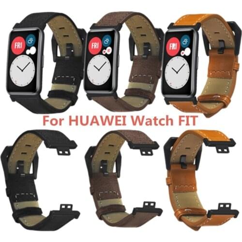 Durable Retro PU Leather Wristband Watch Band Wrist Strap For-Huawei Watch Fit Smart Wristband Accessories