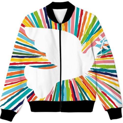 REAL American SIZE Colorful Dove Symbol Sublimation Print Zipper Up Jacket Plus SIze 4XL 5XL 6XL