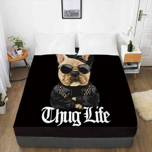 Luxury Elastic fitted sheet bed sheet With An Elastic Band Mattress Cover 150x200/160x200 Bed cover for home animal Sunglasses