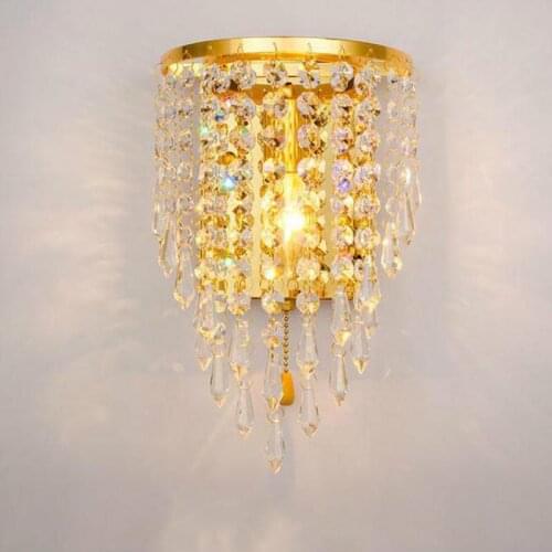 Led Golden Crystal Wall Lamp Creative Individuality Bedroom Bedside Led Decor Wall Lights Modern Living Room Wallway Lamps
