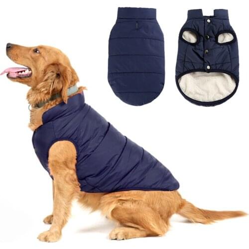 Thick Fleece Lining Dog Jacket Vest French Bulldogs Dog Clothes for Large Dogs Winter Warm Water Repellent Dog Coat