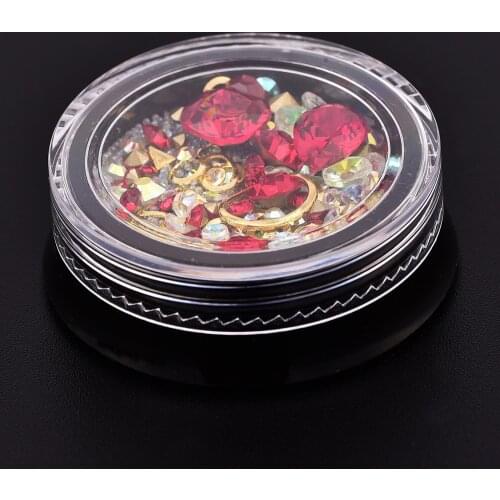 12 Style New MIixed Colorful Metal 3D Nail Decoration Studs Nail Rhinestone DIY Manicure Nail Art Decoration 1 Wheel12 Style